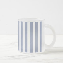 Taza De Cristal Esmerilado Rayas de caramelo azul gris y blanco