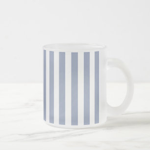 Taza De Cristal Esmerilado Rayas de caramelo azul gris y blanco
