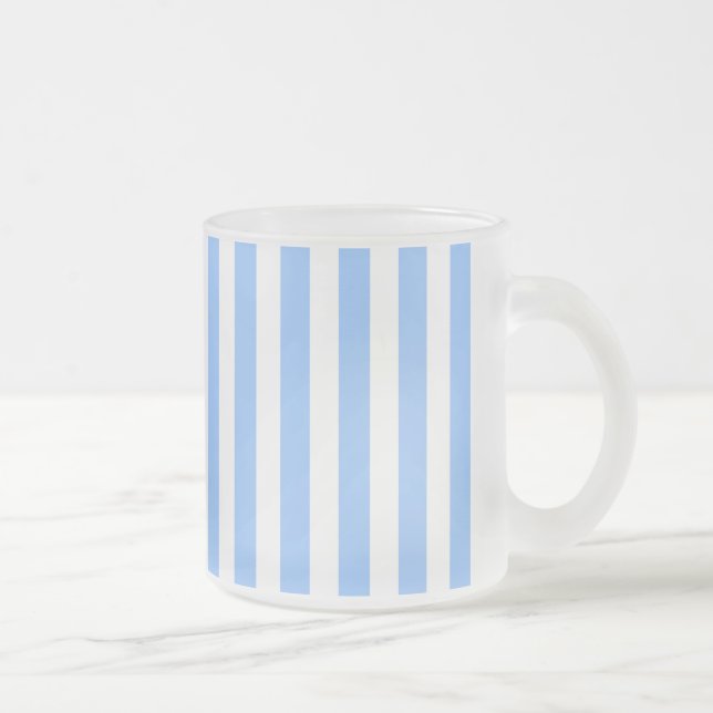 Taza De Cristal Esmerilado Rayas de caramelo azul y blanco (Derecha)
