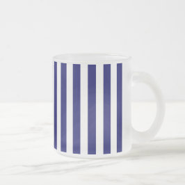 Taza De Cristal Esmerilado Rayas de caramelo azul y blanco de la marina