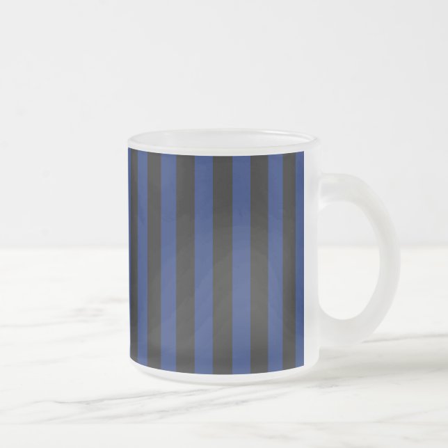 Taza De Cristal Esmerilado Rayas de caramelo azul y negro (Derecha)