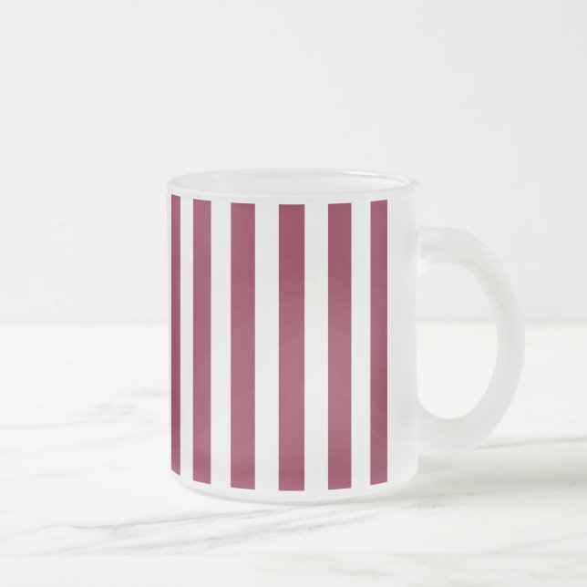 Taza De Cristal Esmerilado Rayas de caramelo blanco y borgoña (Derecha)