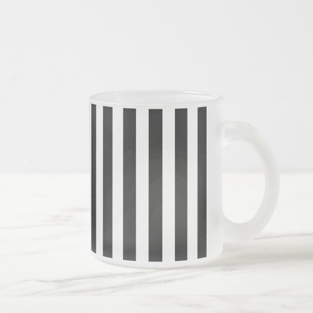 Taza De Cristal Esmerilado Rayas de caramelo blanco y negro (Derecha)