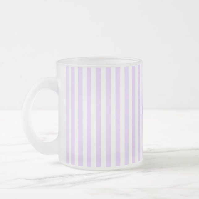 Taza De Cristal Esmerilado Rayas de caramelo blanco y púrpura (Izquierda)