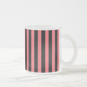 Taza De Cristal Esmerilado Rayas de caramelo de coral y negro