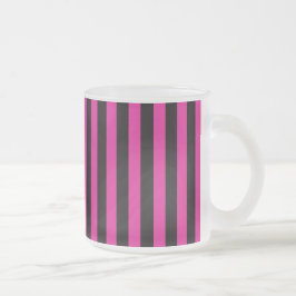 Taza De Cristal Esmerilado Rayas de caramelo fucsia y negro