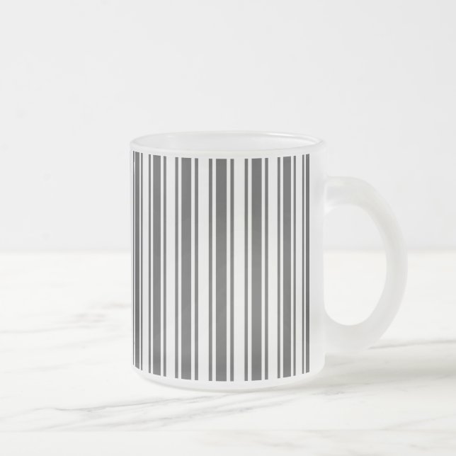 Taza De Cristal Esmerilado Rayas de caramelo gris y blanco (Derecha)
