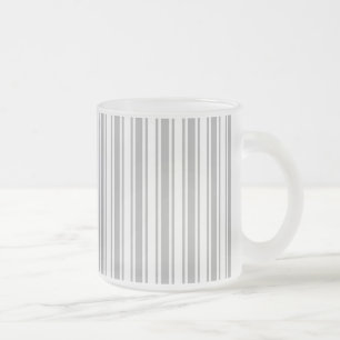 Taza De Cristal Esmerilado Rayas de caramelo gris y blanco