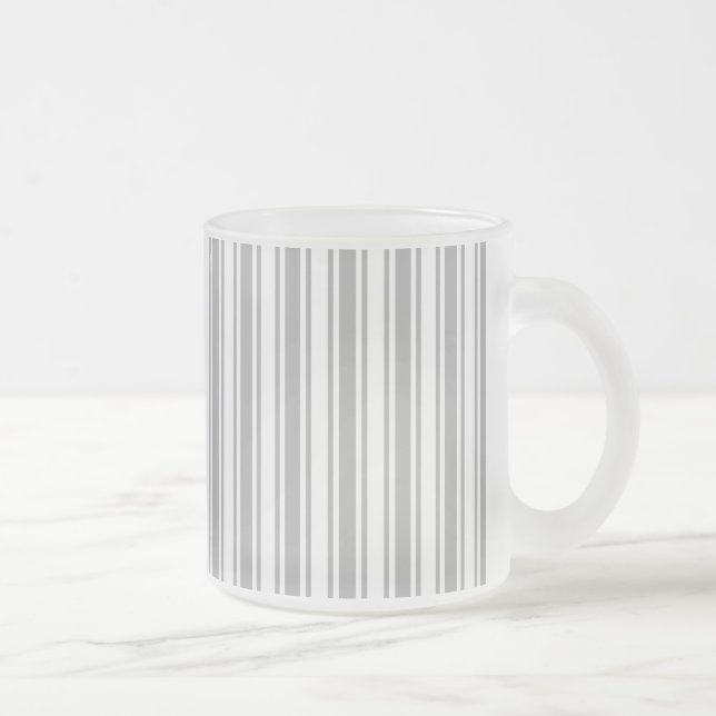 Taza De Cristal Esmerilado Rayas de caramelo gris y blanco (Derecha)
