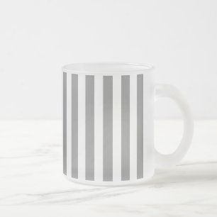 Taza De Cristal Esmerilado Rayas de caramelo gris y blanco