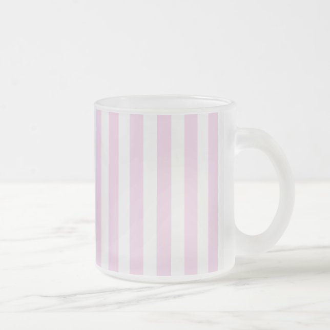 Taza De Cristal Esmerilado Rayas de caramelo rosa pálido y blanco (Derecha)