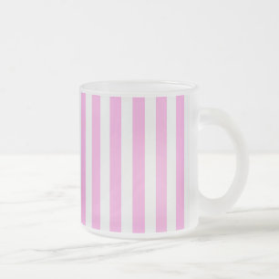 Taza De Cristal Esmerilado Rayas de caramelo rosa y blanco