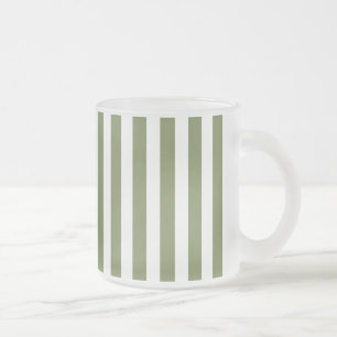 Taza De Cristal Esmerilado Rayas de caramelo verde oliva y blanco