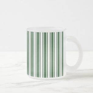Taza De Cristal Esmerilado Rayas de caramelo verde oscuro y blanco