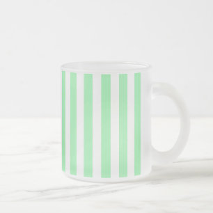 Taza De Cristal Esmerilado Rayas de caramelo verde y blanco