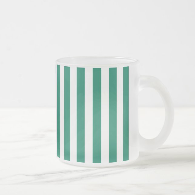 Taza De Cristal Esmerilado Rayas de caramelos verdes y blancos (Derecha)