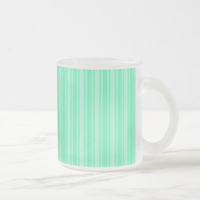 Taza De Cristal Esmerilado Rayas de dulces verdes de menta (Derecha)