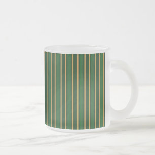 Taza De Cristal Esmerilado Rayas de dulces verdes y dorados