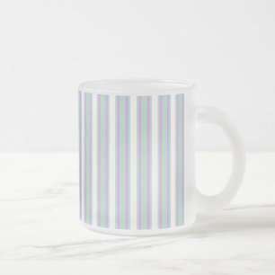 Taza De Cristal Esmerilado Rayas de lila y de menta