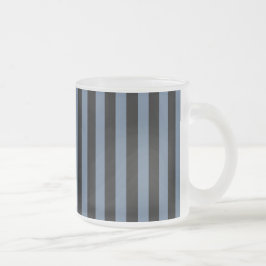 Taza De Cristal Esmerilado Rayas grises azules y negras