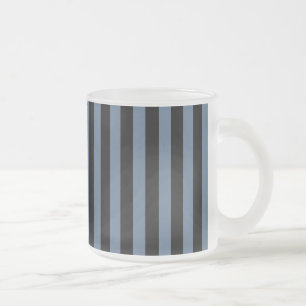 Taza De Cristal Esmerilado Rayas grises azules y negras