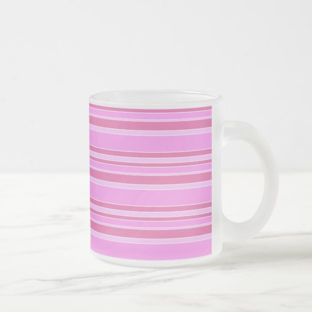 Taza De Cristal Esmerilado Rayas rosas (Derecha)
