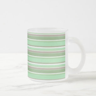 Taza De Cristal Esmerilado Rayas verdes pálidas