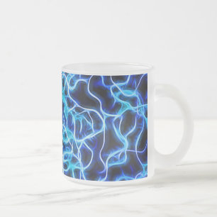 Taza De Cristal Esmerilado Rayo de bobina azul de neón eléctrico Tesla
