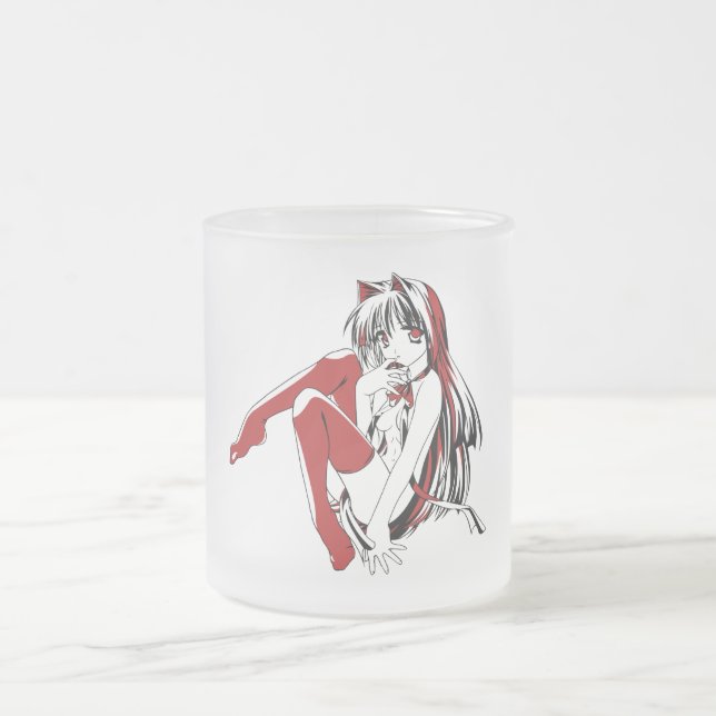 Taza De Cristal Esmerilado RBP, Neko, el Chica sexy de Anime (Centro)