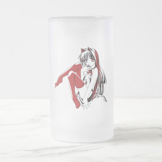 Taza De Cristal Esmerilado RBP, Neko, el Chica sexy de Anime (Centro)
