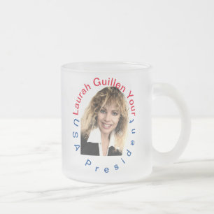 TAZA DE CRISTAL ESMERILADO #REALUSAPRESIDENTLAURAHGUILLEN