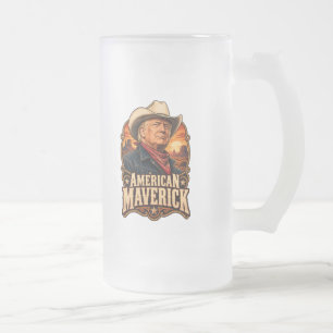 Taza De Cristal Esmerilado Rebelde Americano Occidental de Dos Caras