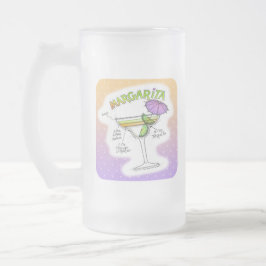 TAZA DE CRISTAL ESMERILADO RECETA DE MARGARITA COCTEL ARTE