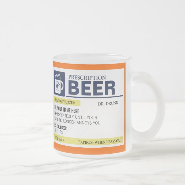 Taza De Cristal Esmerilado Receta divertida de cerveza Mug (Derecha)