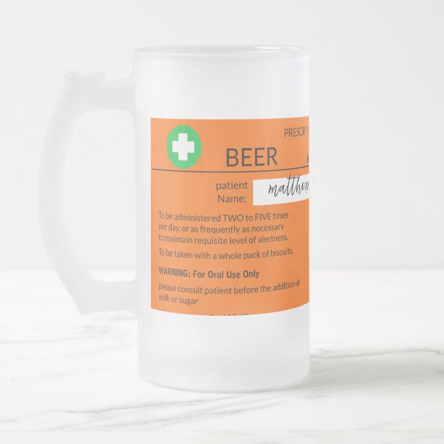 Taza De Cristal Esmerilado Receta divertida personalizada Cerveza congelada M (Izquierda)