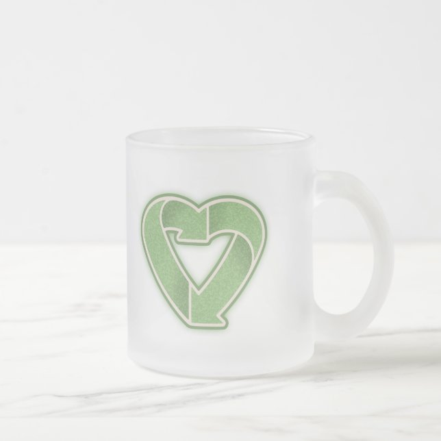 Taza De Cristal Esmerilado Recicle el corazón (Derecha)