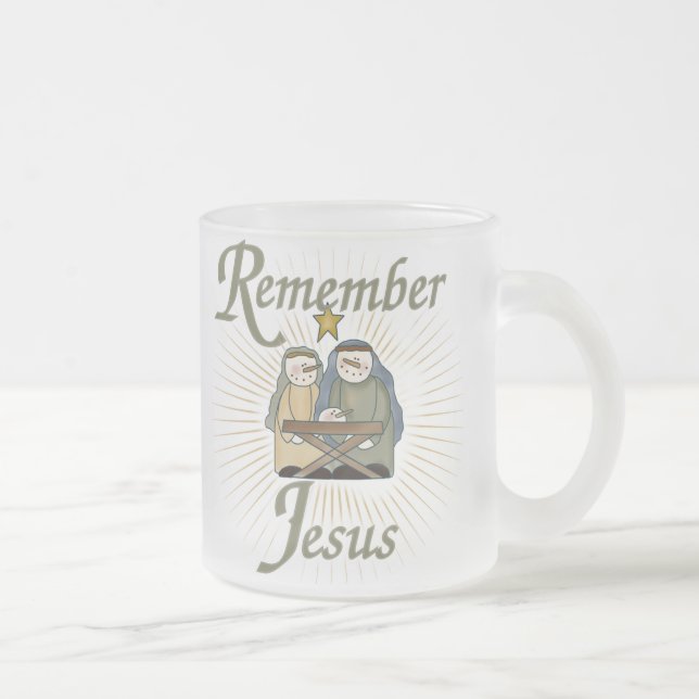 Taza De Cristal Esmerilado Recordar a Jesús (Derecha)