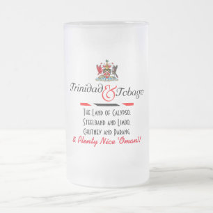 Taza De Cristal Esmerilado Recuerdo de Trinidad y Tobago