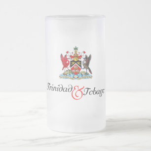Taza De Cristal Esmerilado Recuerdo de Trinidad y Tobago