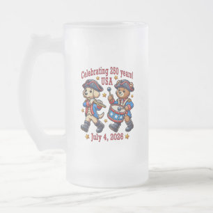 Taza De Cristal Esmerilado Recuerdo del 250 Aniversario de EE. UU. - Patrióti