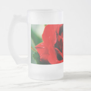 Taza De Cristal Esmerilado Red Rose Love