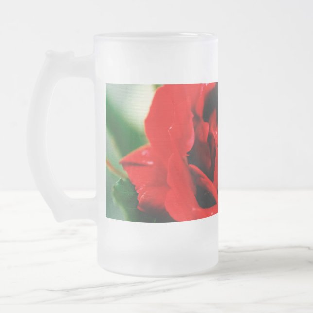 Taza De Cristal Esmerilado Red Rose Love (Izquierda)