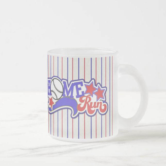 Taza De Cristal Esmerilado Red White & Blue Home Run Béisbol Banda de béisbol (Derecha)