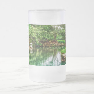 Taza De Cristal Esmerilado Reflexiones verdes de primavera