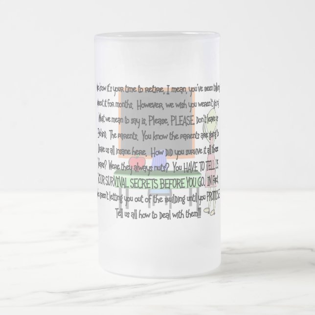 Taza De Cristal Esmerilado Regalo artístico de historias de retiro de maestro (Centro)