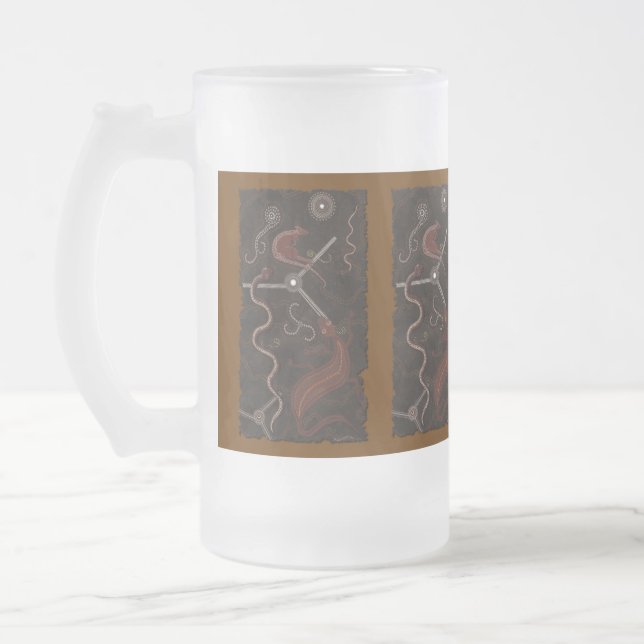 Taza De Cristal Esmerilado Regalo de arte aborigen australiano (Izquierda)
