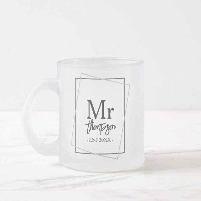 Taza De Cristal Esmerilado Regalo de boda para pareja Sr. y Sra. Personalizad (Izquierda)