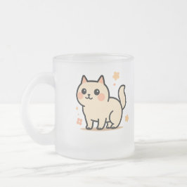 Taza De Cristal Esmerilado Regalo de gatito de dibujos animados adorable para