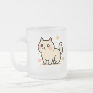 Taza De Cristal Esmerilado Regalo de gatito de dibujos animados adorable para