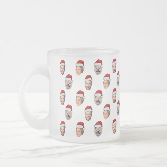 Taza De Cristal Esmerilado Regalo de Navidades fotográficos Santa Hat Persona (Izquierda)